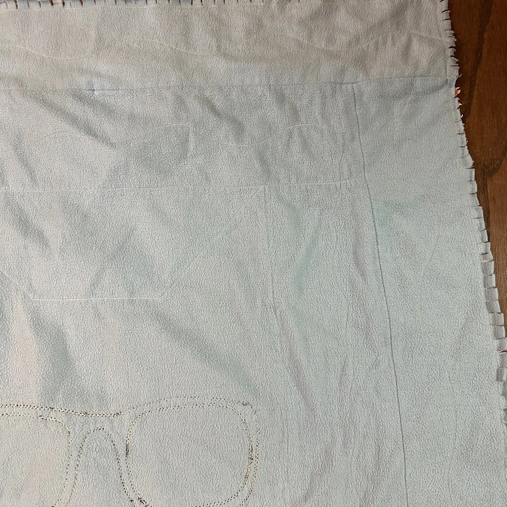 Handmade Fox Wearing Glasses Baby Blanket Quilt 36x42” Blue Orange Foxes